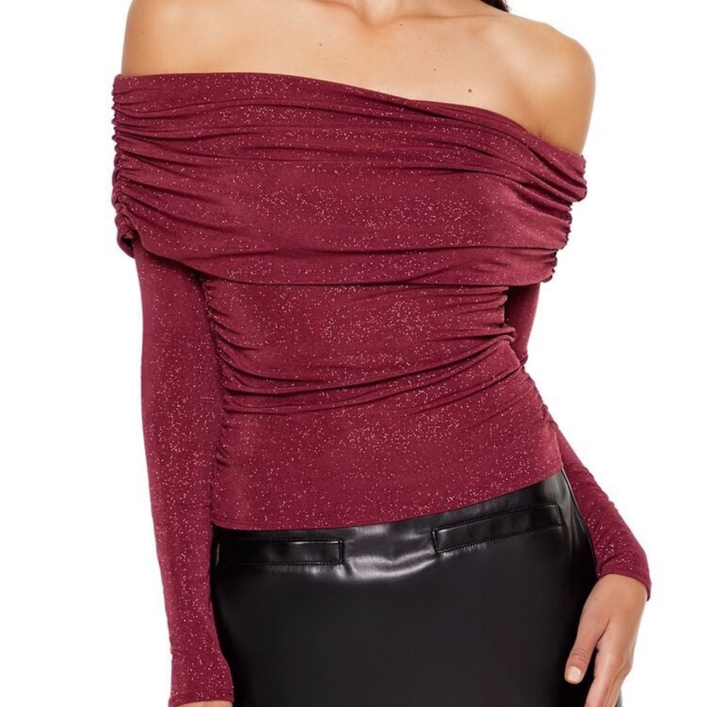 Elegant Off-Shoulder Burgundy Top
